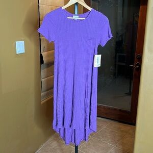 LuLaRoe Carly Purple Ribbed Hi Low Dress Size XXS